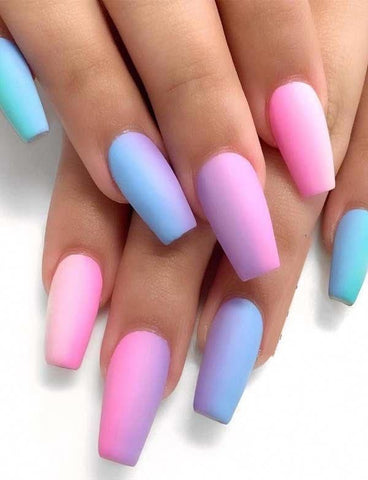 pastel rainbow ombre nails