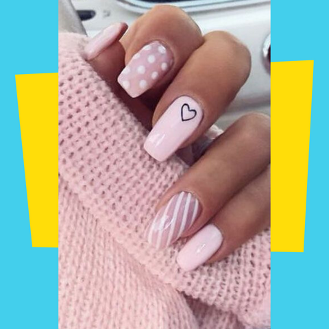 simple nail designs with polka dots and heart