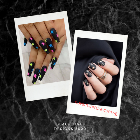 black nail designs by Move Manicure Singapore