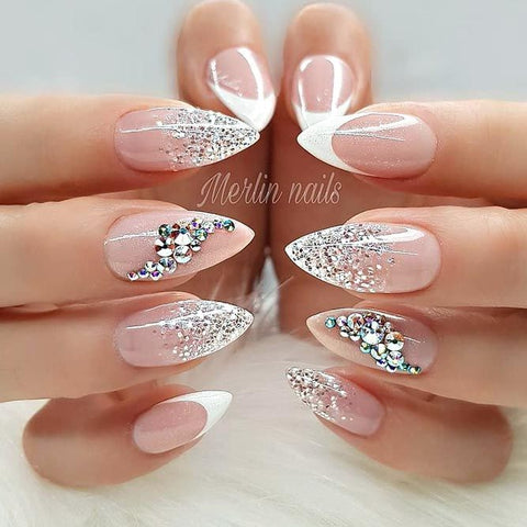 Top 10 Sparkling French Nails with Glitter