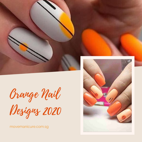 orange nail designs Move Manicure Singapore