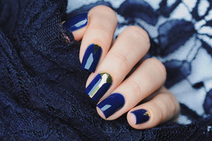 Blue Gold Polish Nail Art | Royal Blue Nails | Nails | Move Manicure